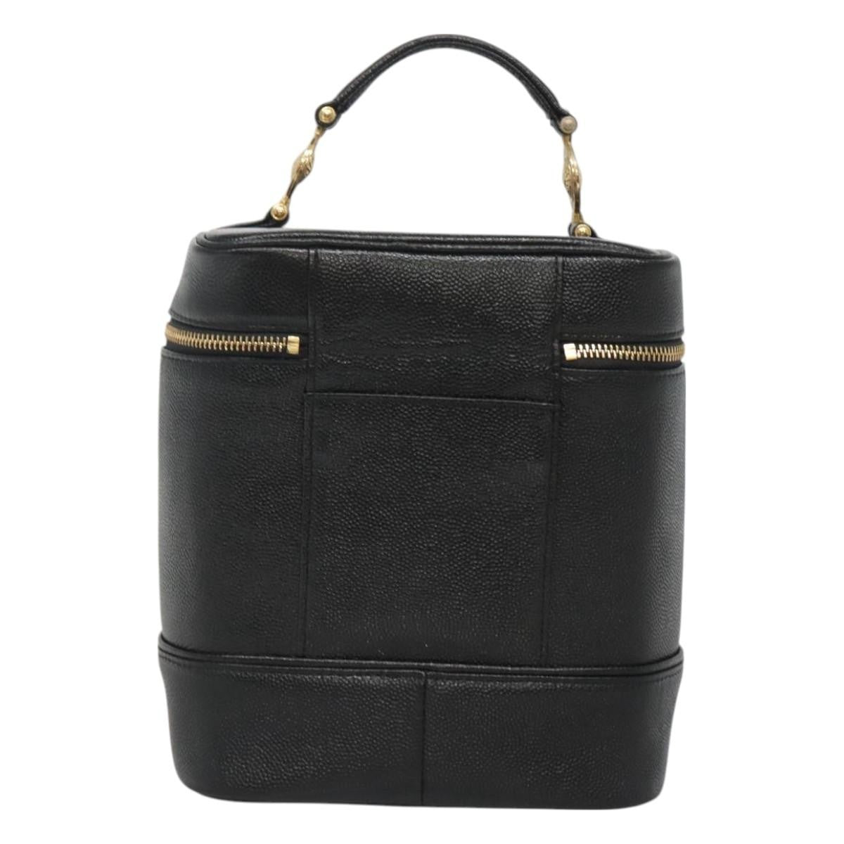 Versace Vanity Hand Bag Leather, BLACK, LEATHER, Handbag