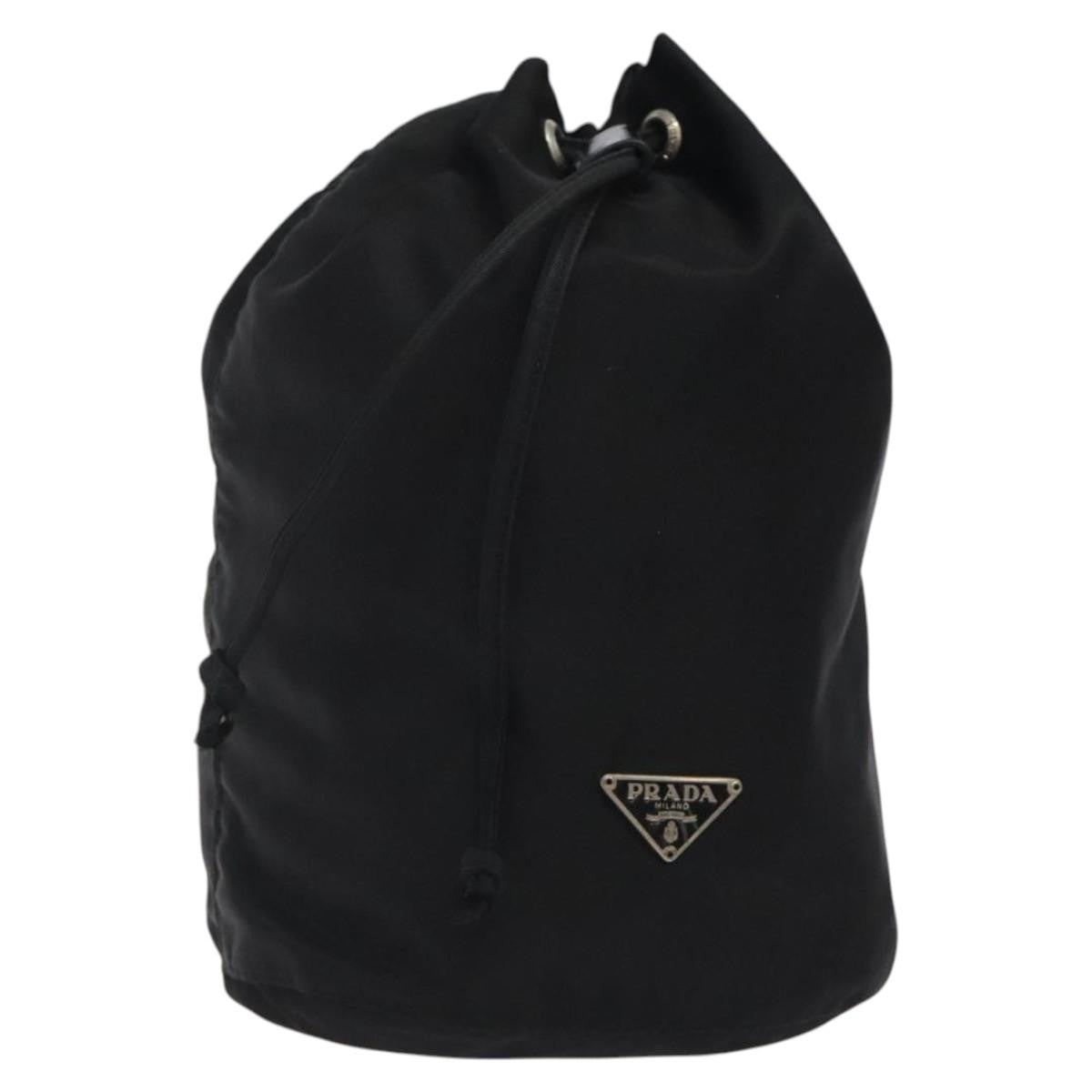 Prada Vela Drawstring Bucket Wristlet Pouch Tessuto, BLACK, NYLON, Clutche & pouche