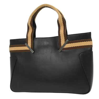 Gucci Web Handbag Leather wih Canvas, BLACK, LEATHER, Handbag