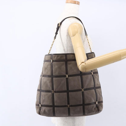 Salvatore Ferragamo Vala Shoulder Bag Suede, BROWN, SUEDE, Shoulder bag