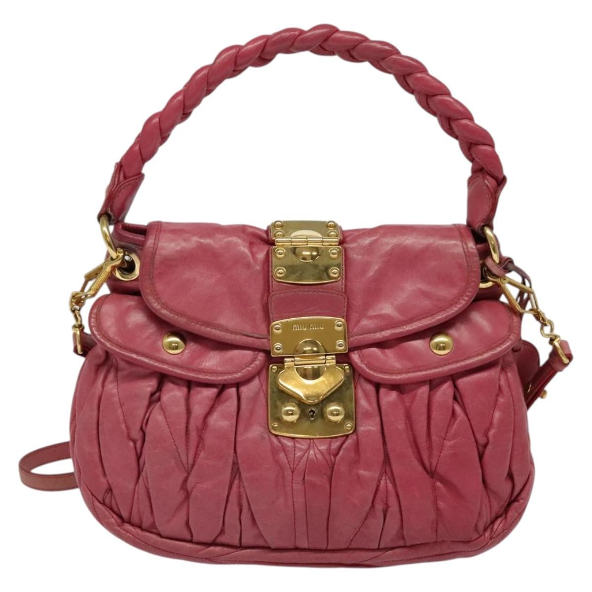 Miu Miu Coffer Convertible Hobo Matelasse Leather, PINK, LEATHER, Handbag