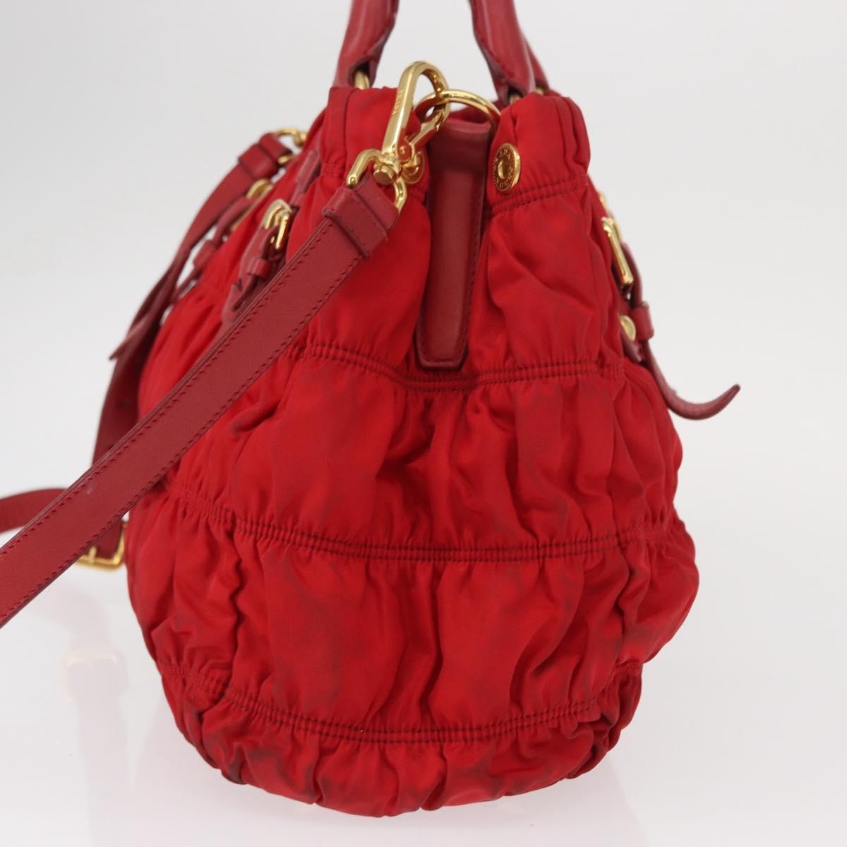 Prada Gaufre Convertible Tote Leather and Tessuto, RED, NYLON, Handbag