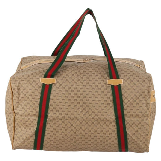 Gucci Web Trim Weekend Duffle Bag GG Coated Canvas, BEIGE, CANVAS, Travel bag