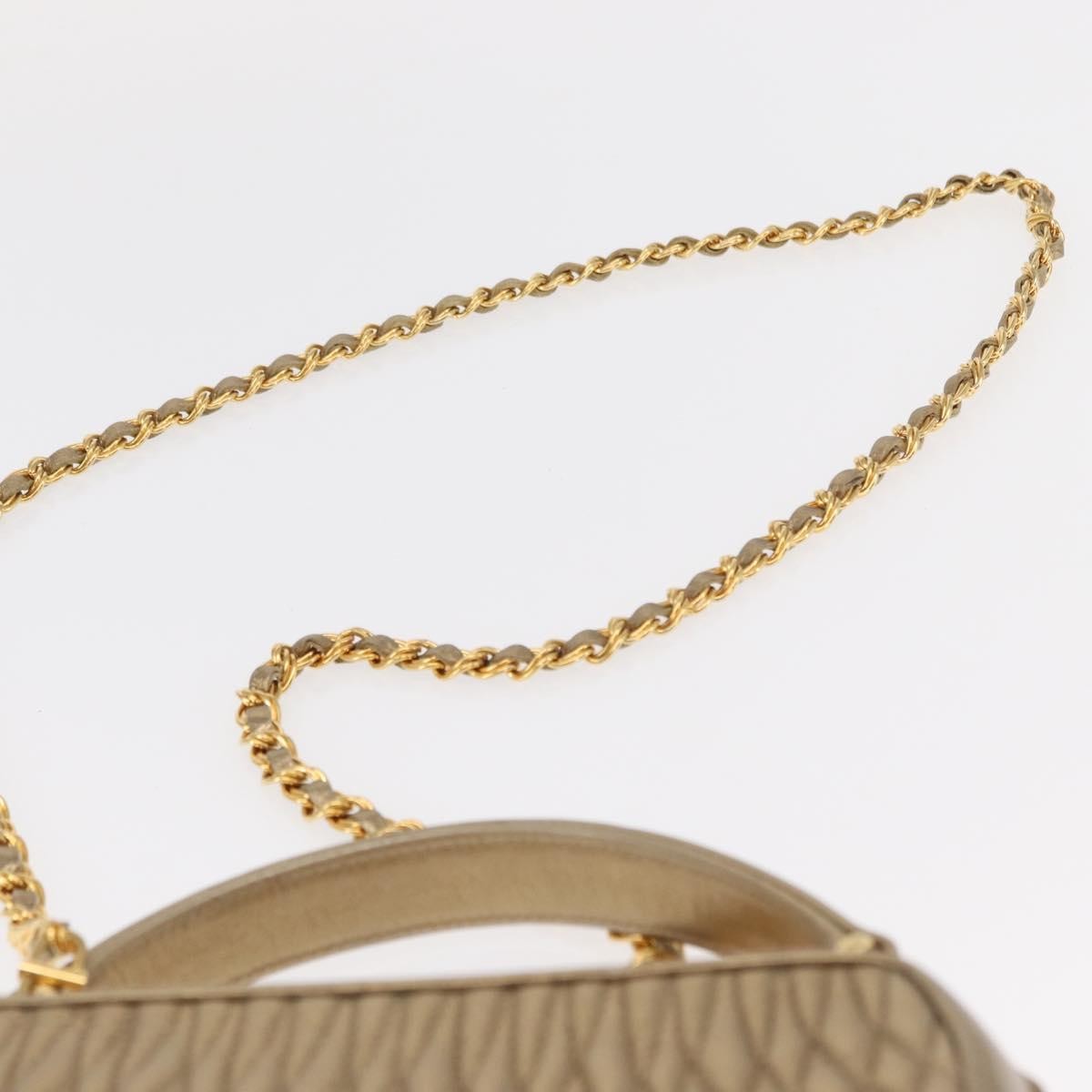 Bally Vintage Handbag Quilted Leather, GOLD, LEATHER, Handbag