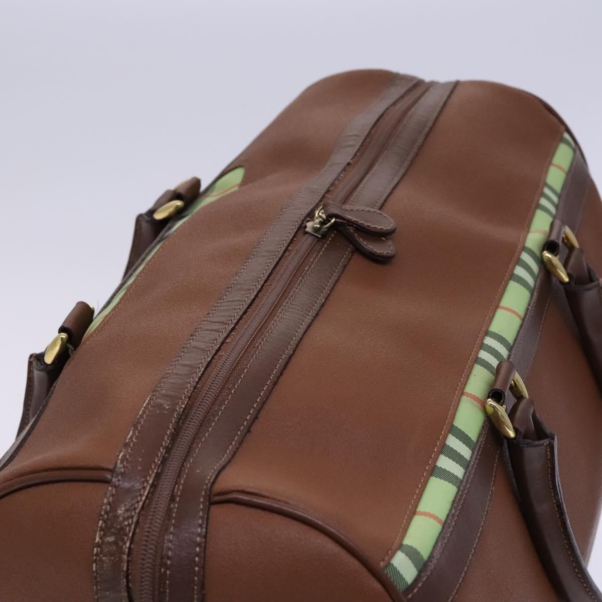 Burberry Front Pocket Zip Boston Bag House Check Canvas and Leather, BROWN, LEATHER, Travel bag