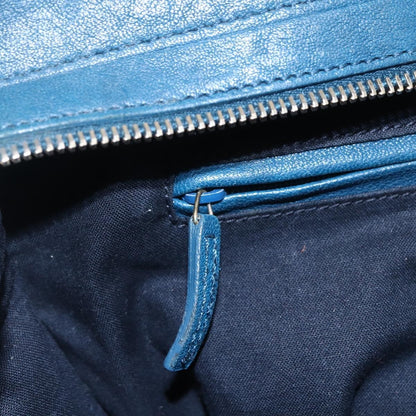 Saint Laurent Chyc Cabas Tote Leather, BLUE, LEATHER, Tote bag