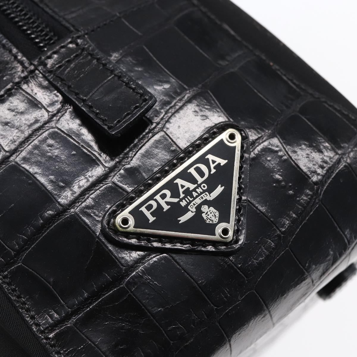 Prada Vintage Shoulder Bag Nylon and Leather, BLACK, NYLON, Shoulder bag