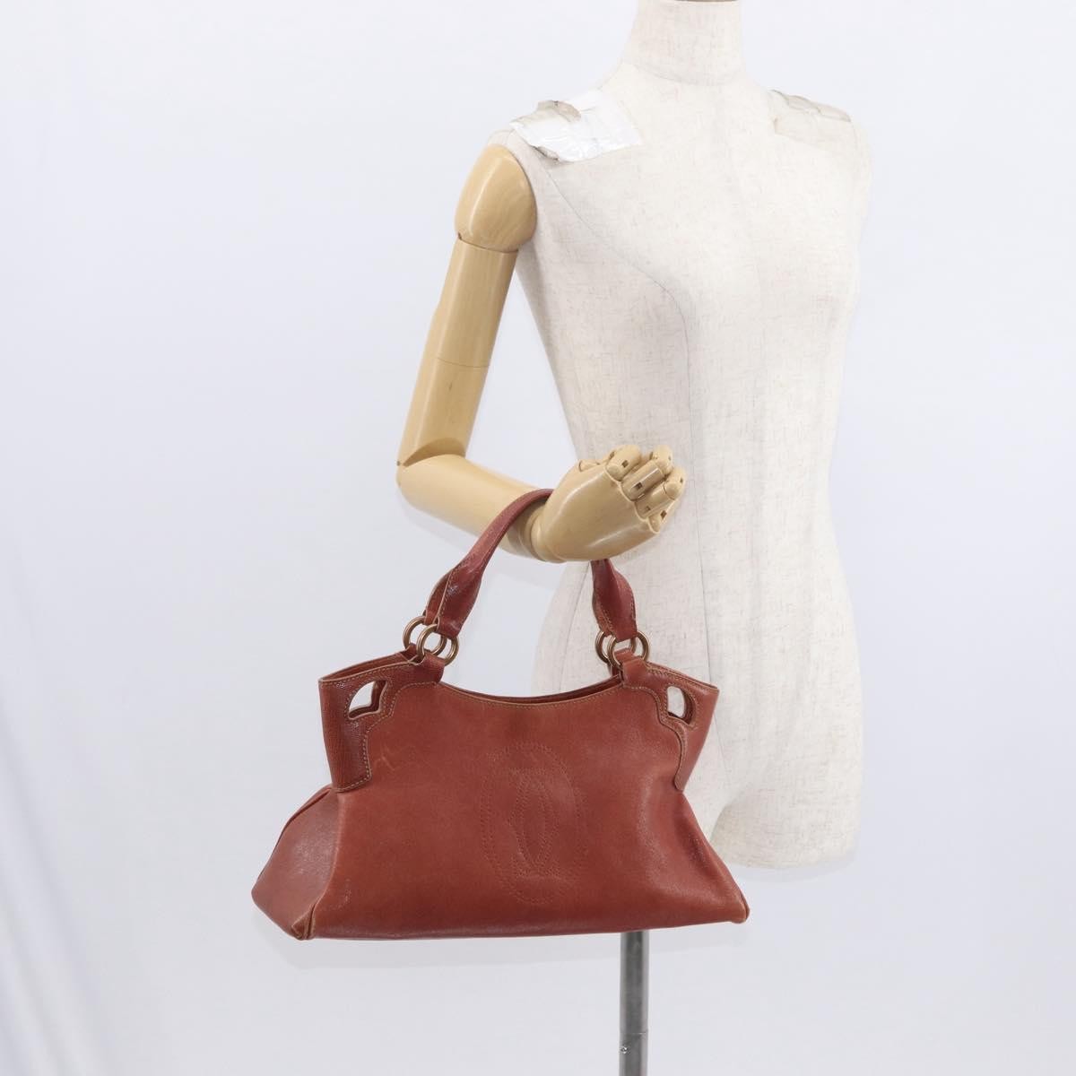 cartier Marcello Handbag Leather, BROWN, LEATHER, Handbag