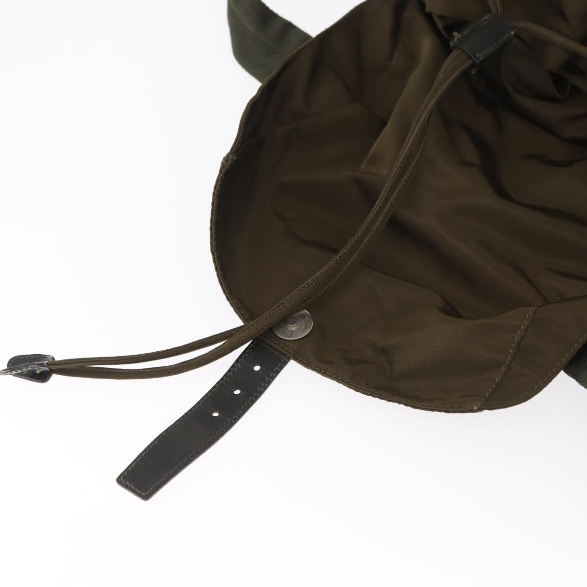 Prada Vela Double Front Pocket Backpack Tessuto with Saffiano Leather, KHAKI, NYLON, Backpack