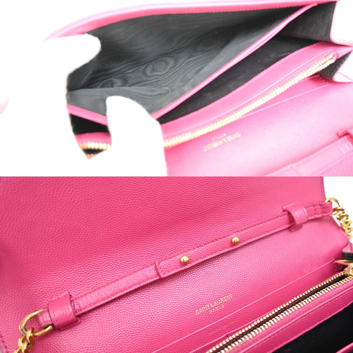 Saint Laurent Cassandra Wallet on Strap leather, PINK, LEATHER, Shoulder bag