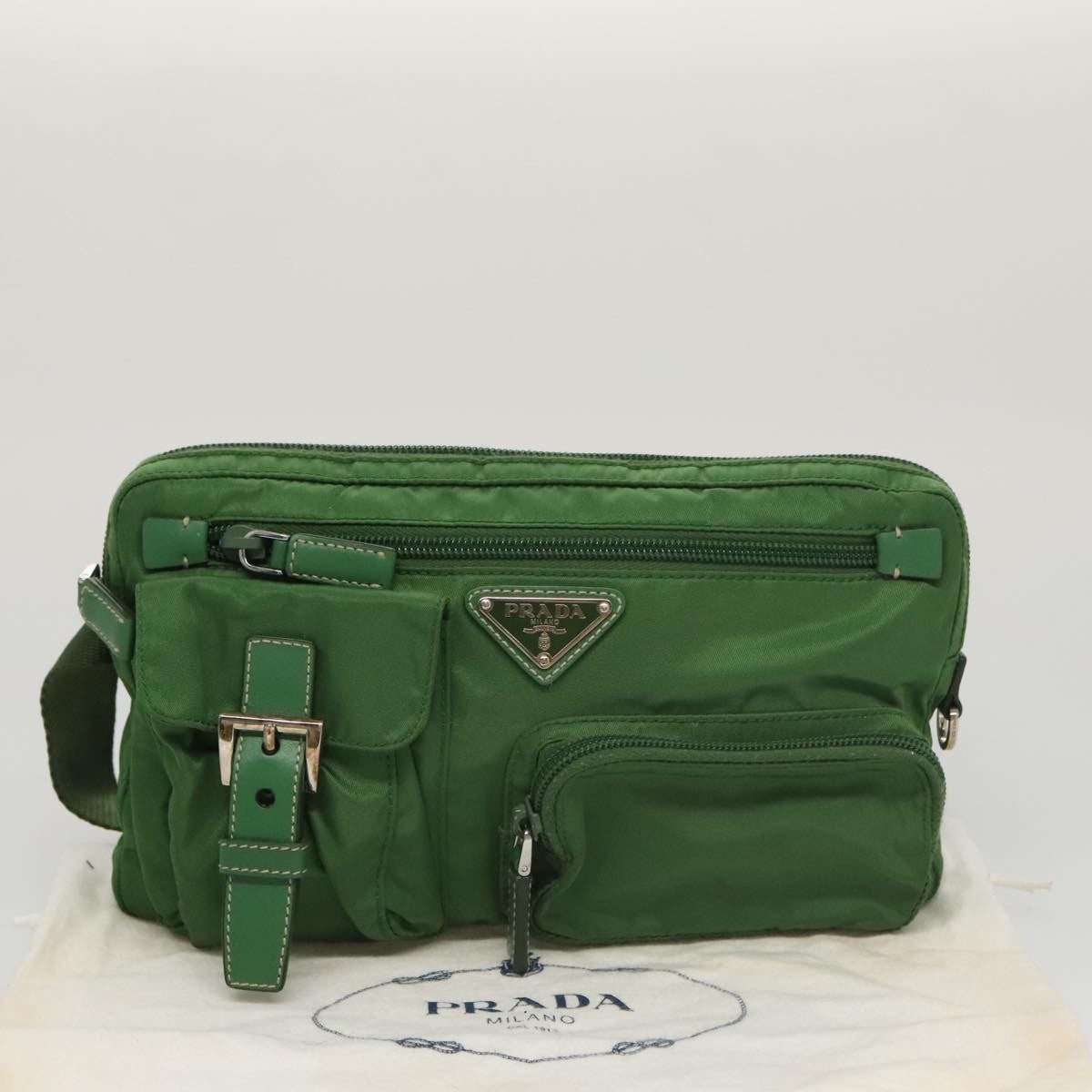 Prada Multi Pocket Zip Waist Bag Tessuto, GREEN, NYLON, Bag
