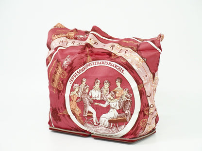 Hermes Silky Pop Tote Printed Silk, BURGUNDY, SILK, Tote bag