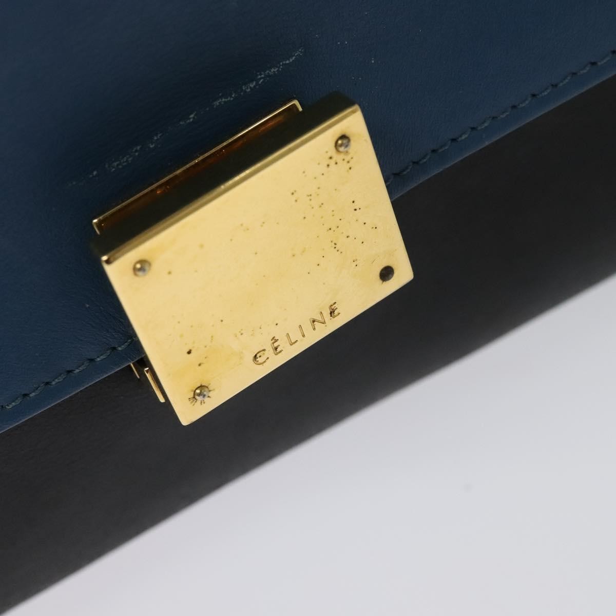 Celine Trapeze Bag Leather, BLUE, LEATHER, Handbag