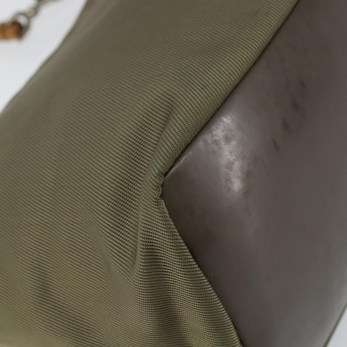 Gucci Vintage Bamboo Shoulder Bag Nylon, KHAKI, NYLON, Shoulder bag