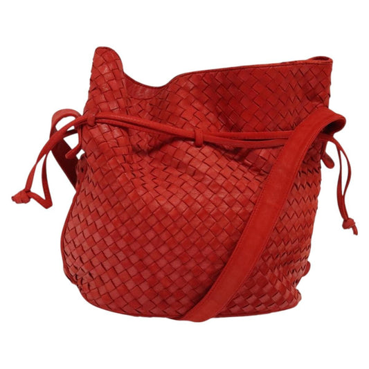 Bottega Veneta Drawstring Tassel Bucket Bag Intrecciato Nappa, RED, LEATHER, Shoulder bag