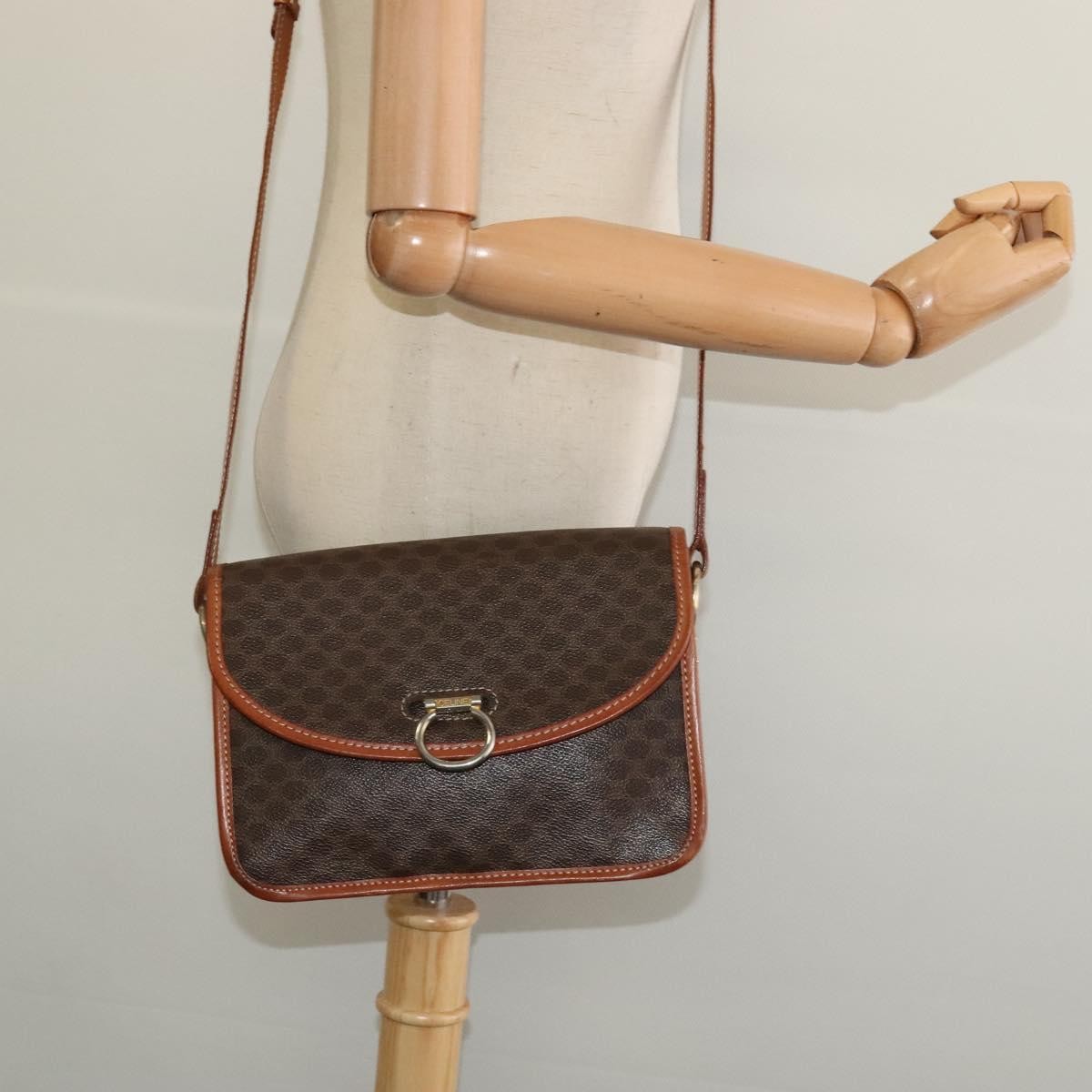 Celine Tricolor Trapeze Bag Leather, BROWN, CANVAS, Handbag