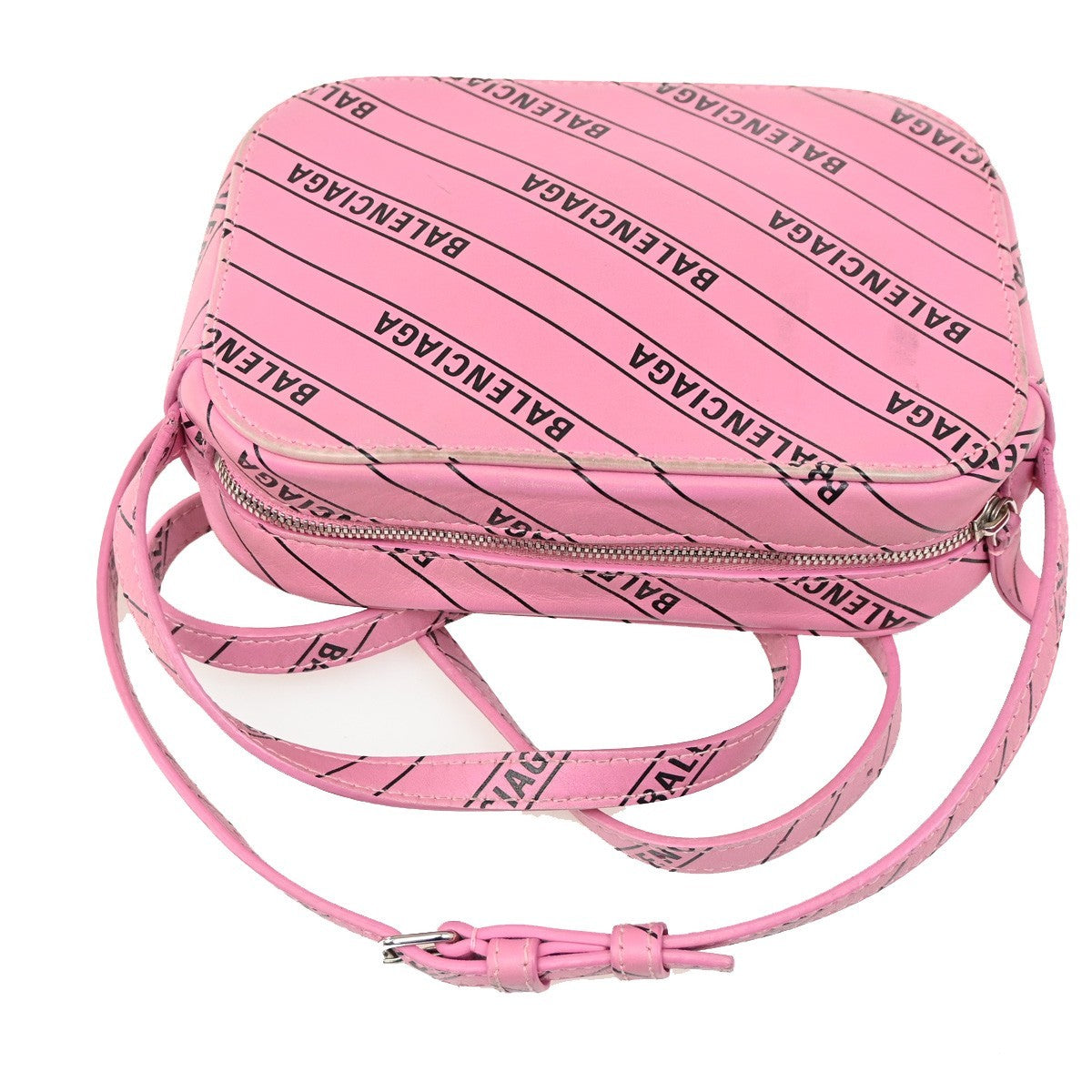 Balenciaga Everyday Camera Bag Monogram Printed Leather, PINK, LEATHER, Shoulder bag