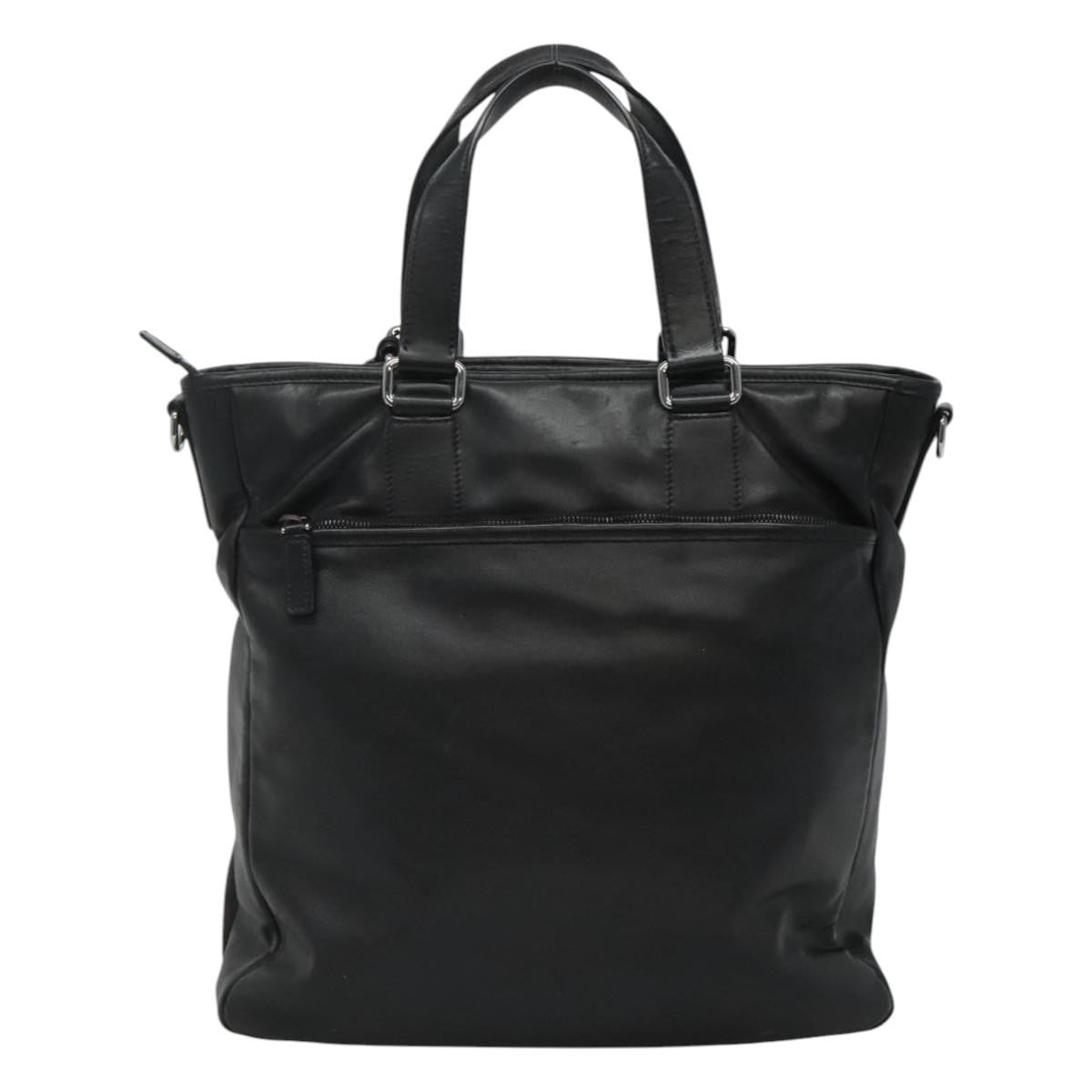 Prada Vintage Zip Handbag Tessuto, BLACK, LEATHER, Handbag