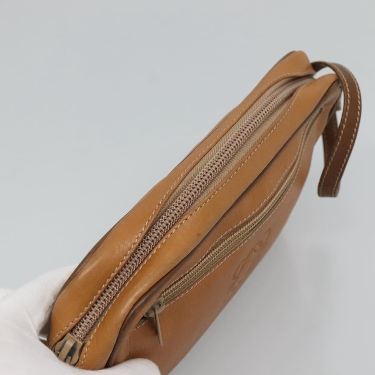 Loewe Anagram Clutch Bag Leather, BROWN, LEATHER, Clutche & pouche