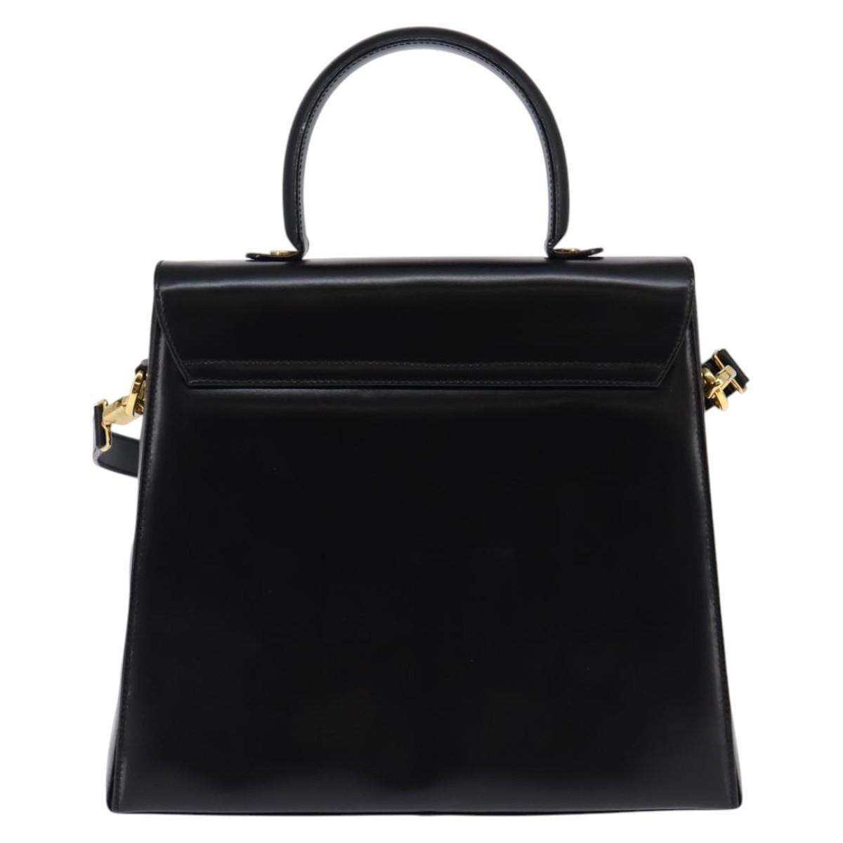 Salvatore Ferragamo Gancini Convertible Top Handle Bag Leather, BLACK, LEATHER, Handbag