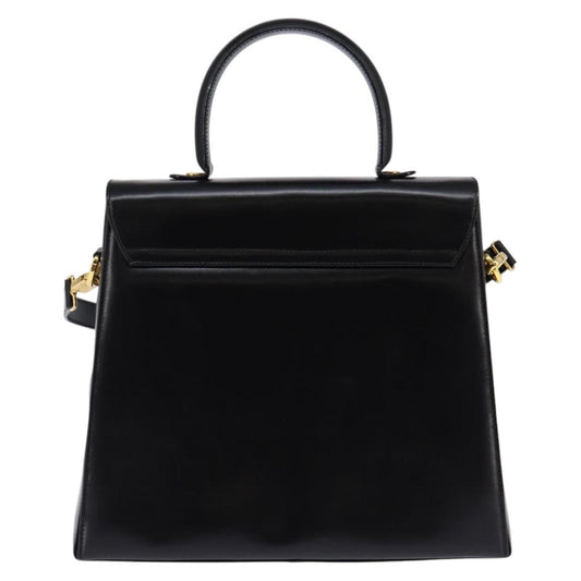 Salvatore Ferragamo Gancini Convertible Top Handle Bag Leather, BLACK, LEATHER, Handbag