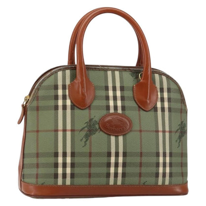 Burberry Nova Handbag Check Pattern, GREEN, PVC, Handbag