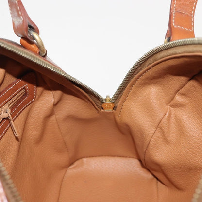 Celine Vintage Macadam Handbag Canvas and Leather, BROWN, CANVAS, Handbag