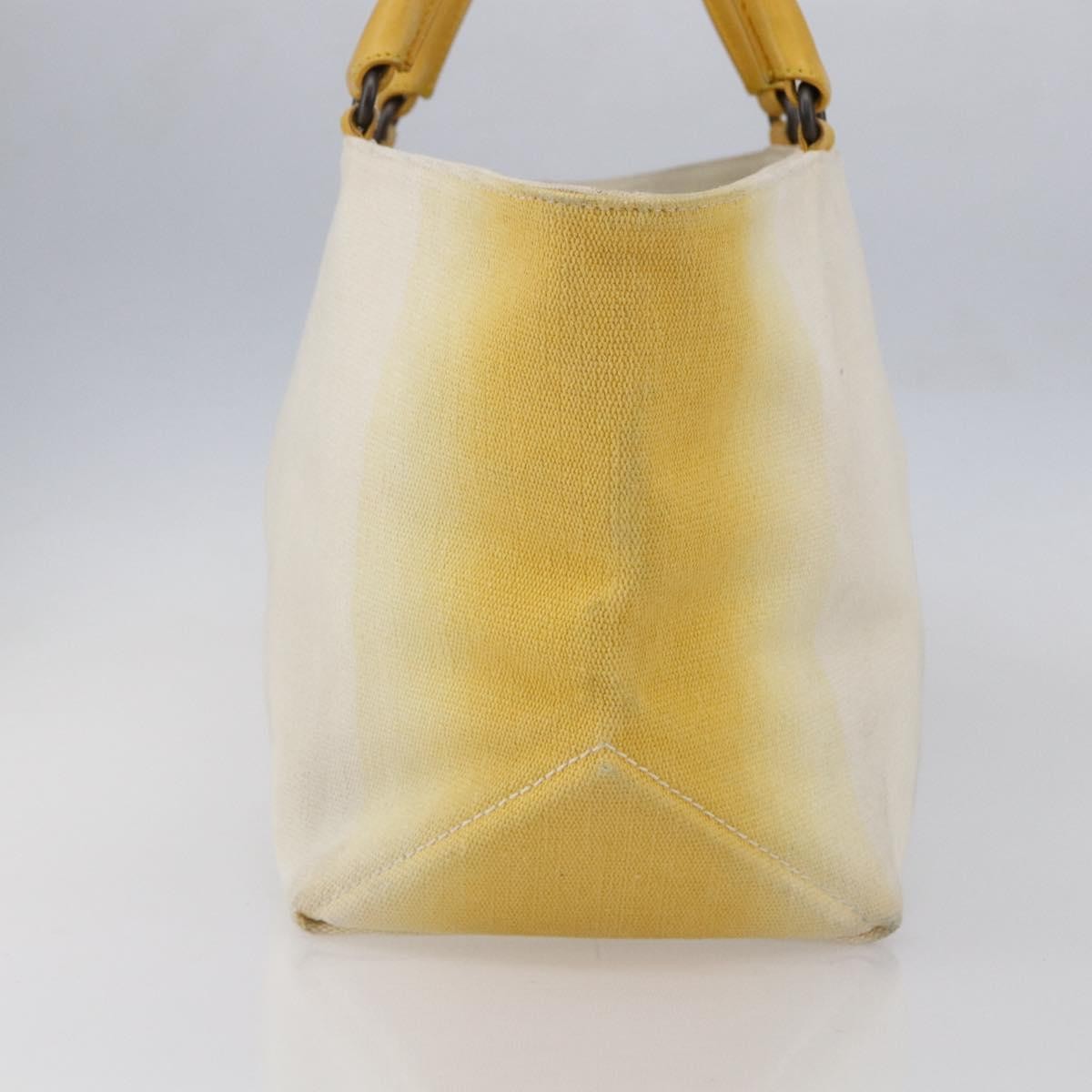 Bottega Veneta Braided Handle Open Tote Bag Canvas with Leather, YELLOW, CANVAS, Tote bag