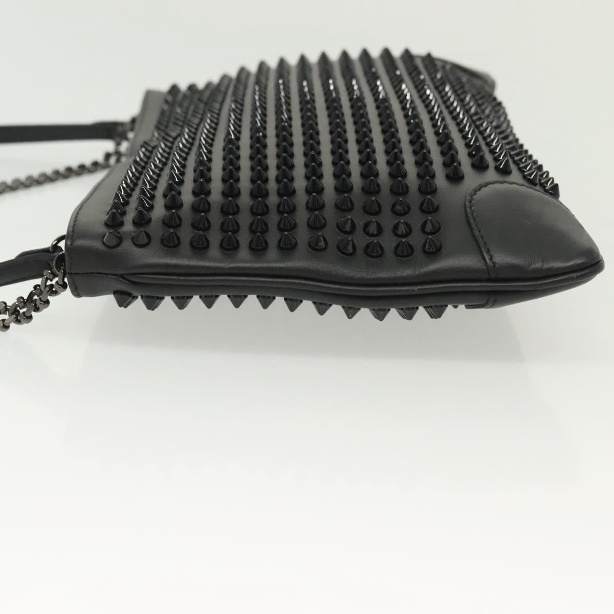 Christian Louboutin Loubiclutch Spiked Leather, BLACK, LEATHER, Shoulder bag