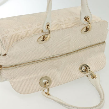 Christian Dior Cannage Handbag Canvas, WHITE, CANVAS, Handbag