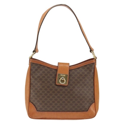 Celine Vintage Macadam Shoulder Bag Canvas and Leather, BROWN, CANVAS, Shoulder bag