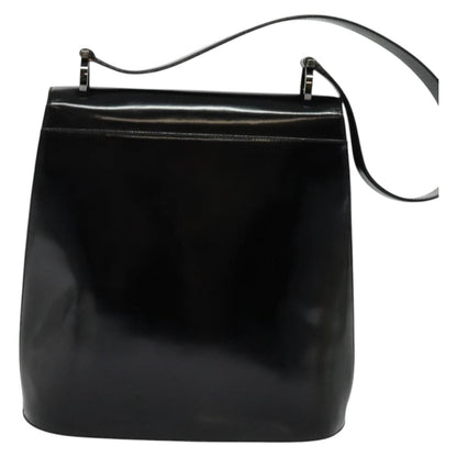 Salvatore Ferragamo Gancini Shoulder Bag Patent Leather, BLACK, PATENT_LEATHER, Shoulder bag