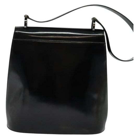 Salvatore Ferragamo Gancini Shoulder Bag Patent Leather, BLACK, PATENT_LEATHER, Shoulder bag