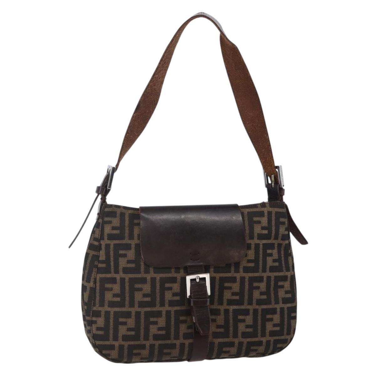 Fendi Vintage Shoulder Bag Zucca Canvas, KHAKI, CANVAS, Shoulder bag