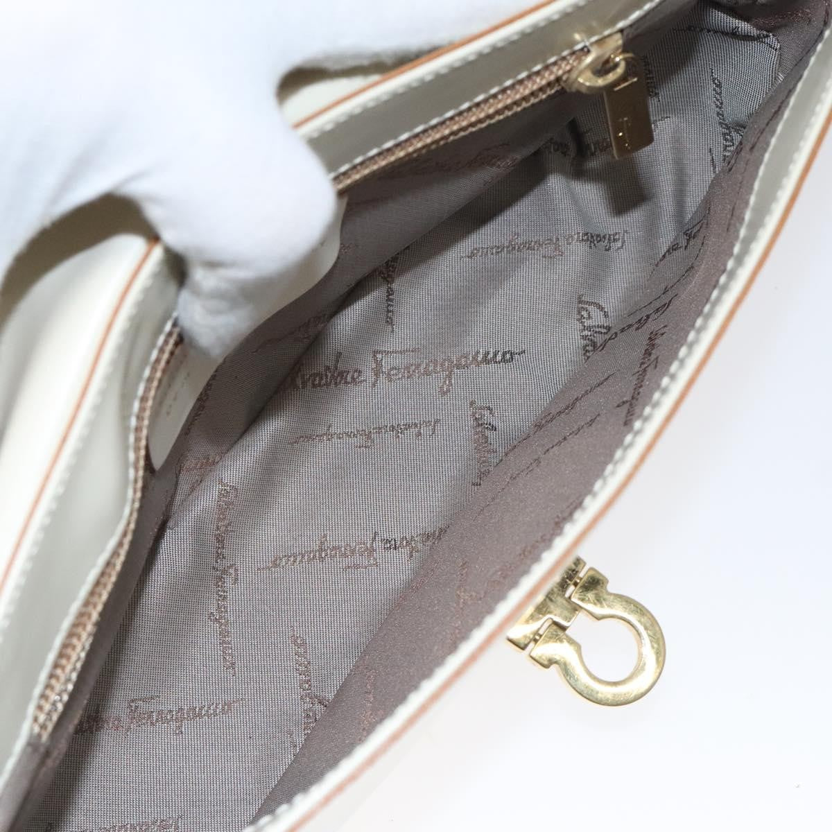 Salvatore Ferragamo Gancini handbag Leather, BEIGE, LEATHER, Handbag