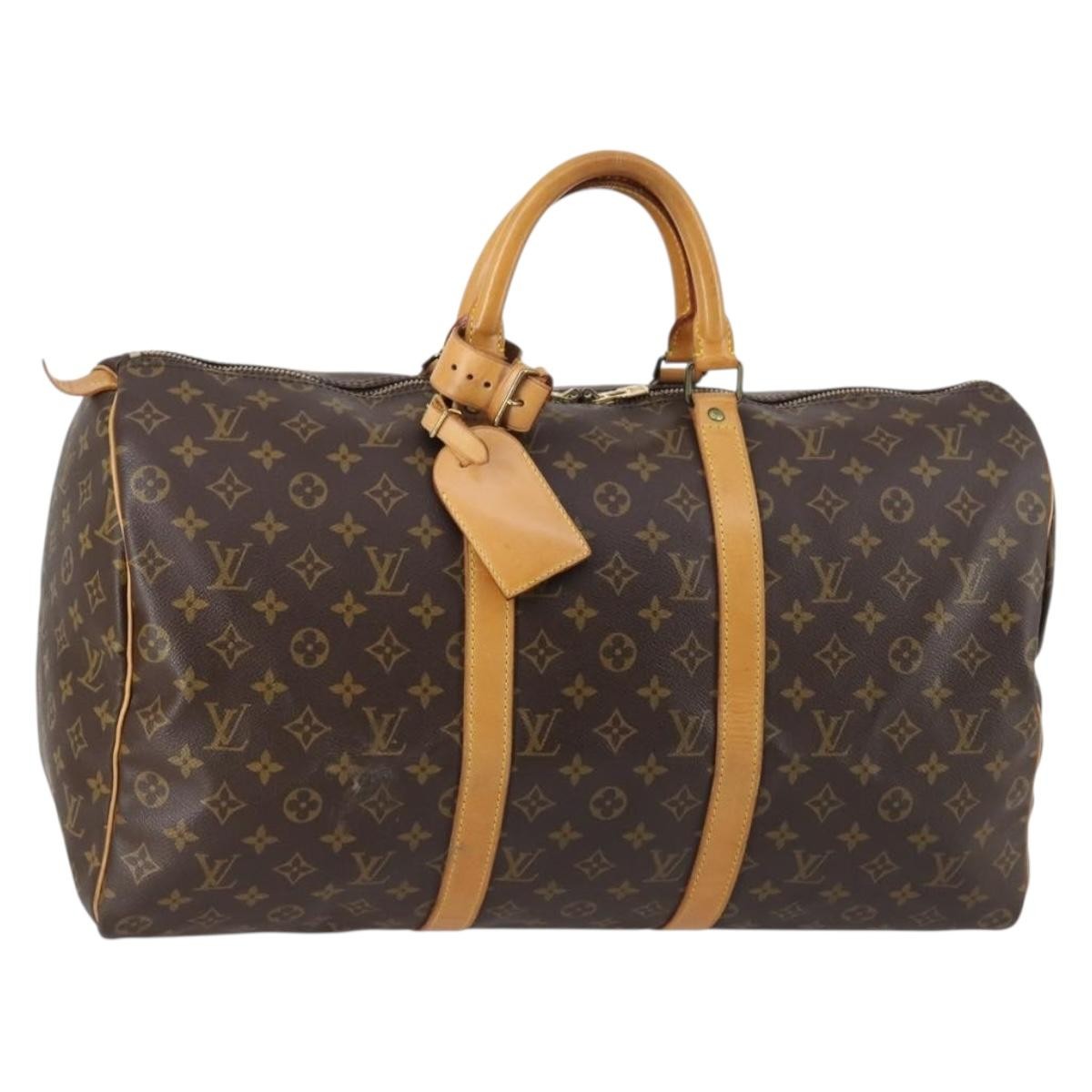 Louis Vuitton Keepall Bag Monogram Canvas, BROWN, CANVAS, Travel bag