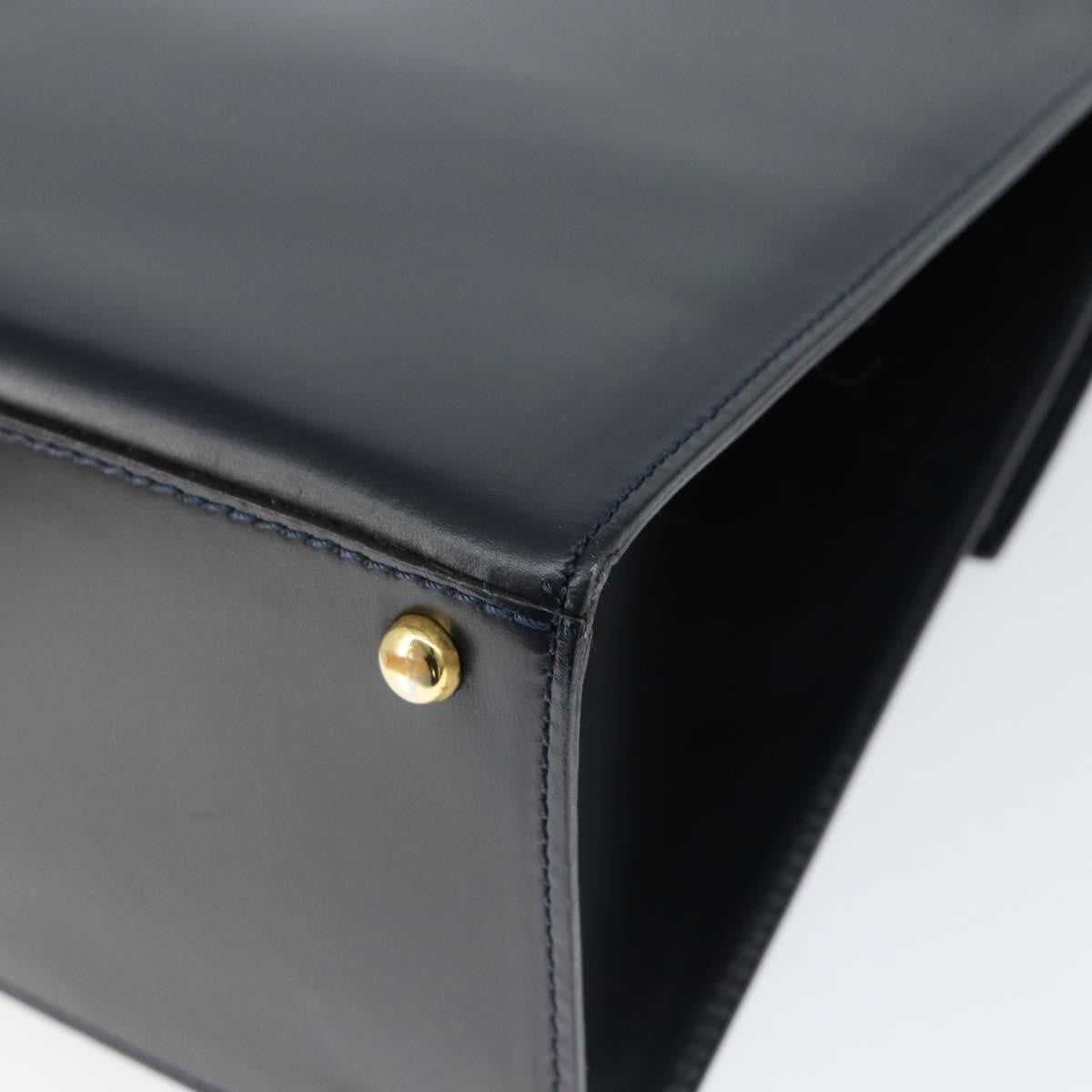 Celine Circle Logo Handbag Leather, NAVY, LEATHER, Handbag