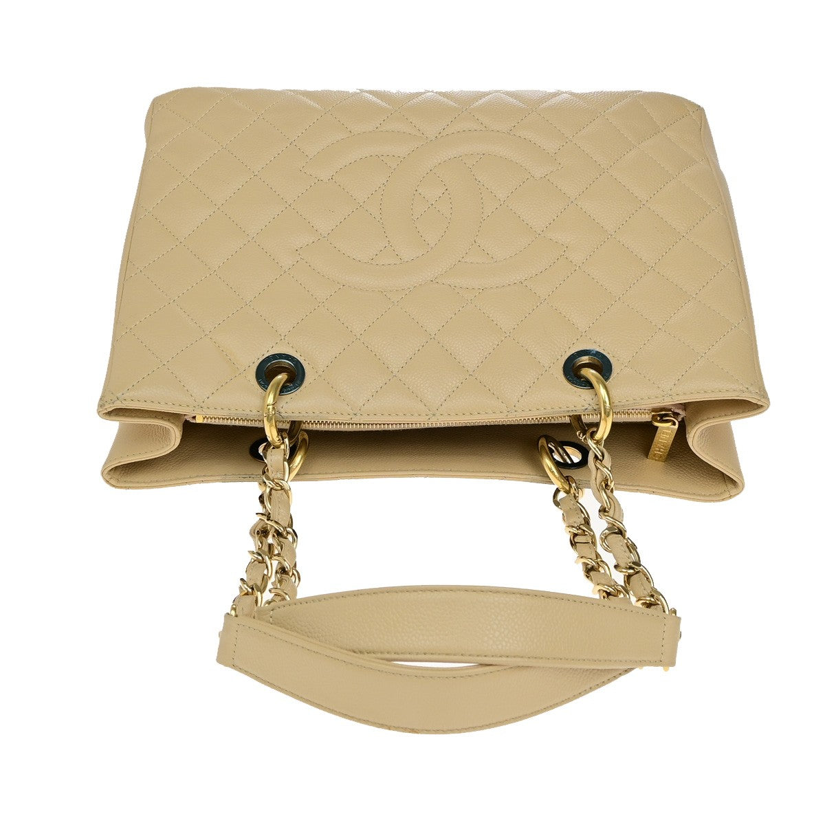 Chanel Grand Shopping Tote Quilted Calfskin, BEIGE, CALFSKIN, Shoulder bag