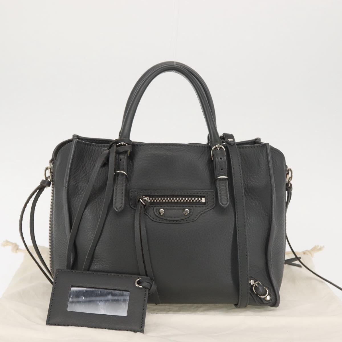 Balenciaga Papier A4 Zip Around Classic Studs Bag Leather, GRAY, LEATHER, Handbag