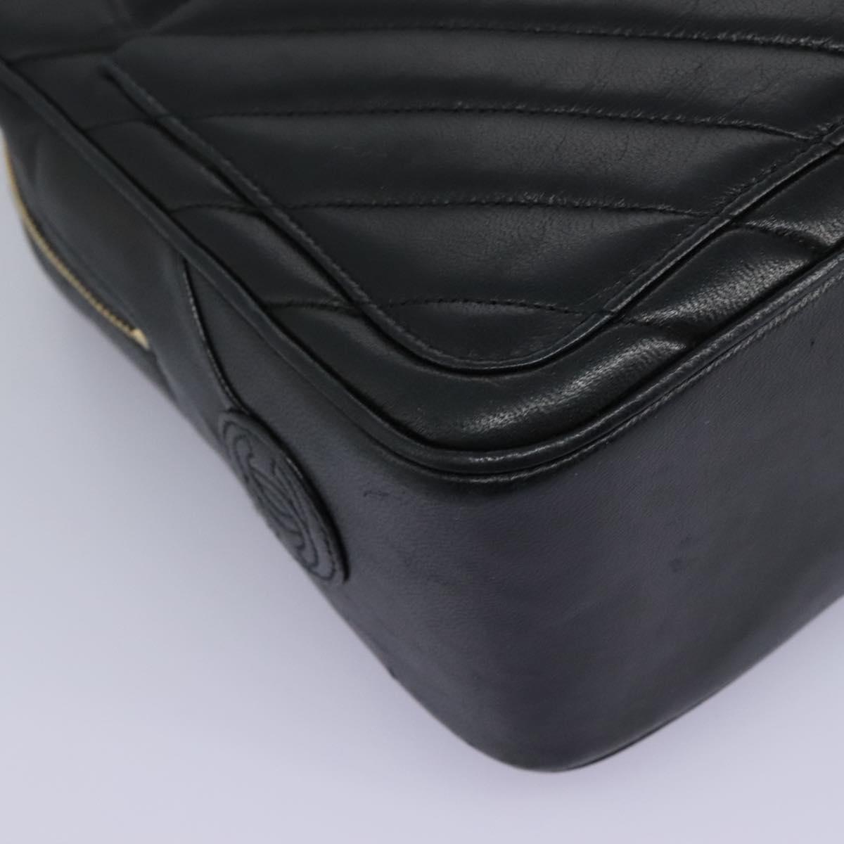 Chanel V Stitch Leather, BLACK, LEATHER, Handbag