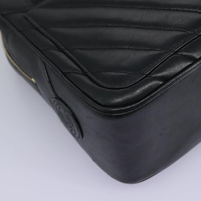 Chanel V Stitch Leather, BLACK, LEATHER, Handbag