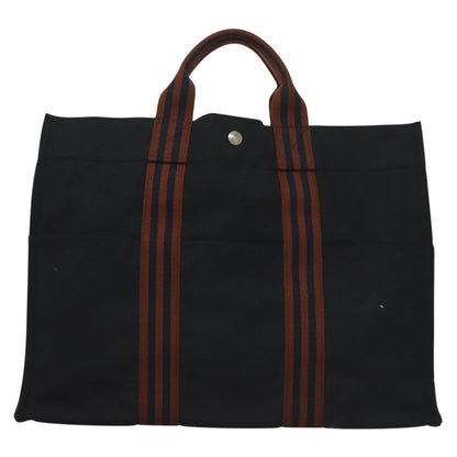 Hermes Fourre Tout Tote Canvas, NAVY, CANVAS, Tote bag