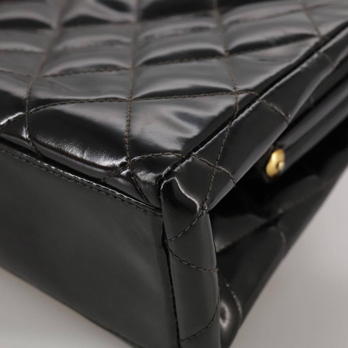 Chanel Vintage Chain Frame Bag Quilted Patent, BLACK, PATENT_LEATHER, Handbag