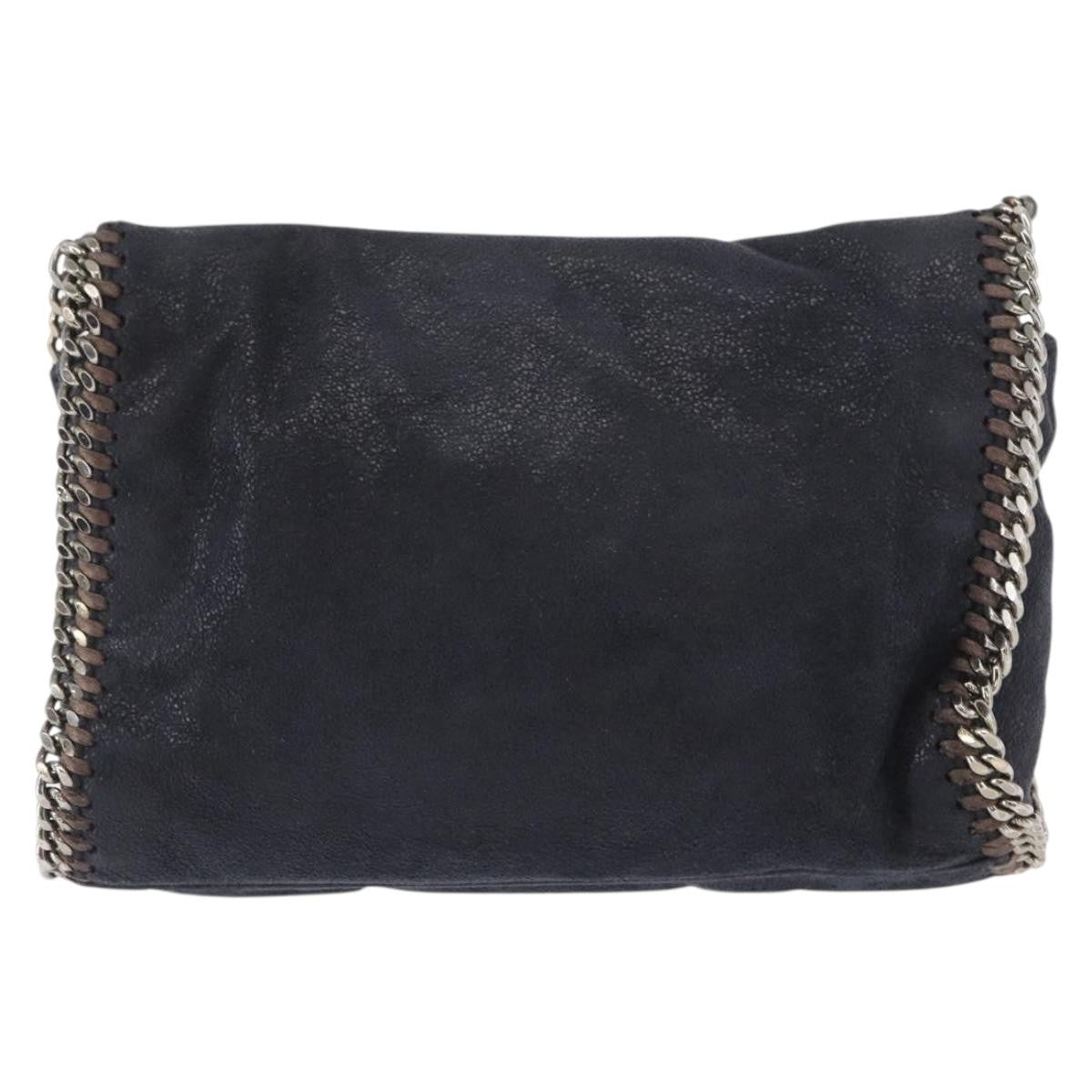 Stella McCartney Falabella Fold Over Crossbody Bag Shaggy Deer, NAVY, POLYESTER, Shoulder bag