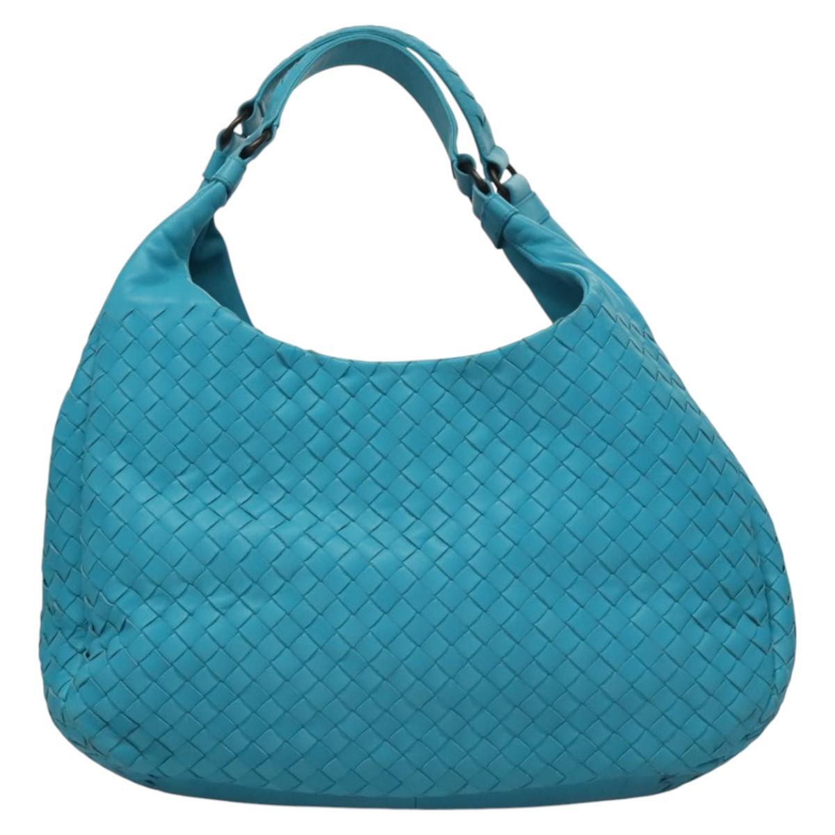 Bottega Veneta Campana Hobo Intrecciato Nappa, BLUE, LEATHER, Handbag
