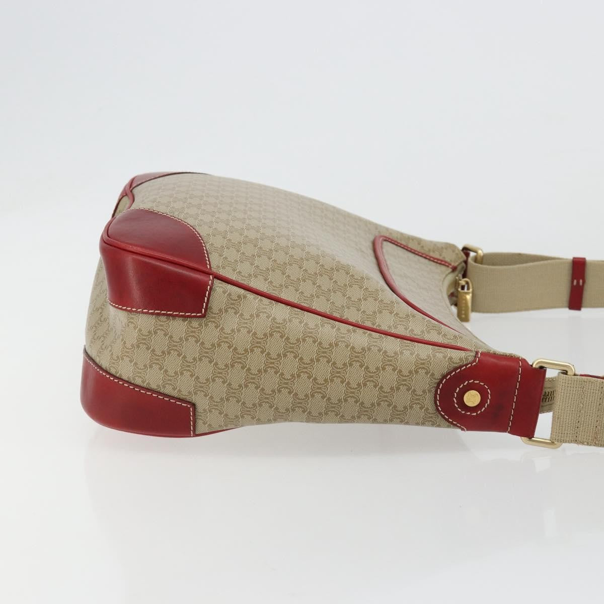 Celine Macadam Shoulder Bag PVC Leather, Beige, Canvas, Shoulder Bag