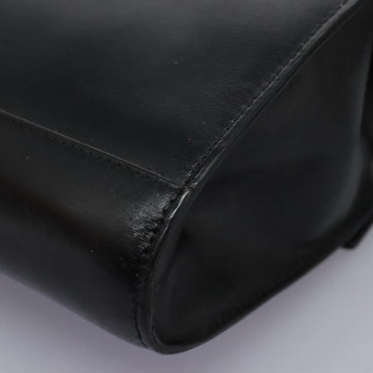 Celine Vintage Circle Logo Crossbody Bag Leather, BLACK, LEATHER, Crossbody bag