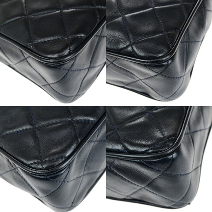 Chanel Vintage Camera Tassel Bag Quilted Leather, NAVY, LEATHER, Shoulder bag