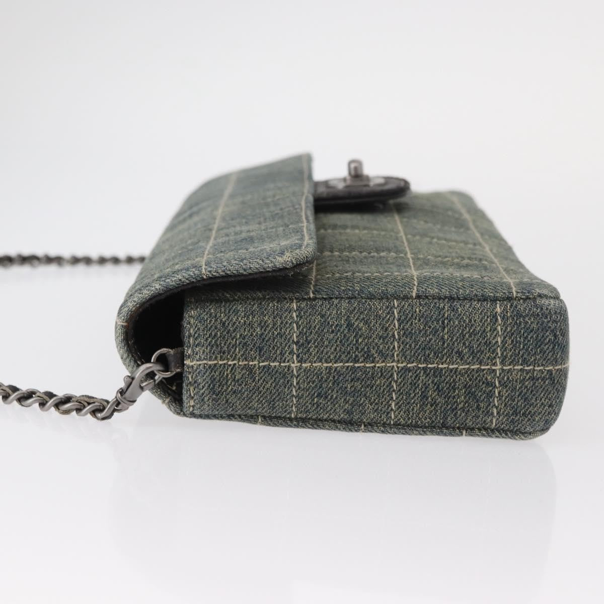 Chanel Chocolate Bar Flap Bag Quilted Denim, BLUE, DENIM_JEANS, Shoulder bag