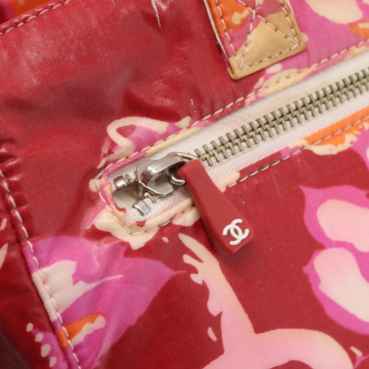 Chanel Vintage Floral Tote Canvas, RED, CANVAS, Tote bag
